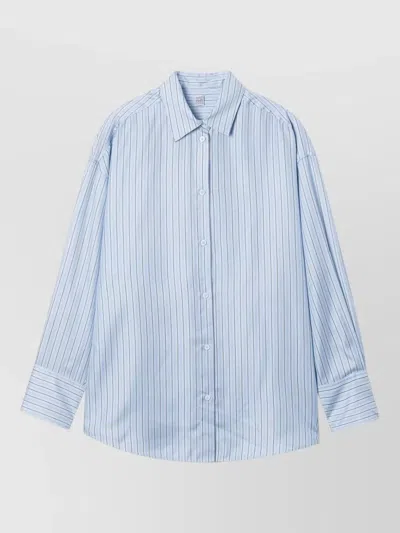 Totême Silk Stripe Shirt Long Sleeves In Blue
