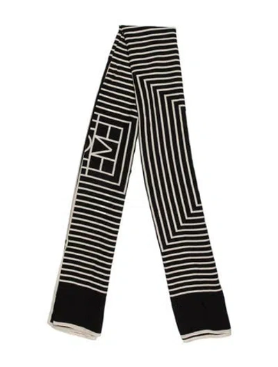 Pre-owned Totême Silk Striped Scarf In Black