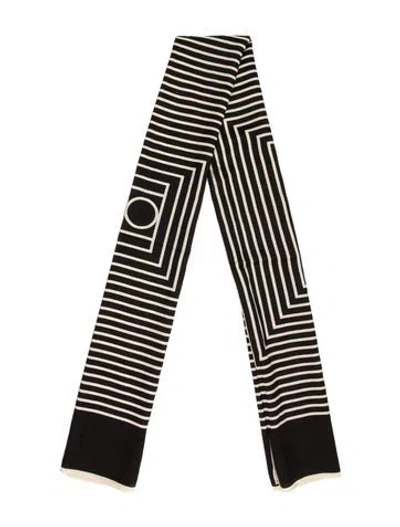 Pre-owned Totême Silk Striped Scarf In Black