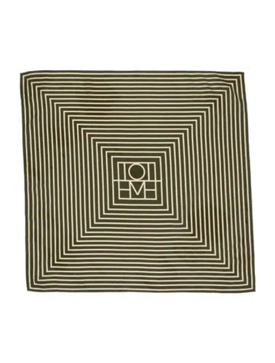 Pre-owned Totême Silk Striped Scarf In Green