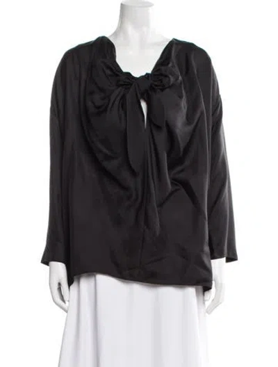 Pre-owned Totême Silk Tie Neck Blouse In Black