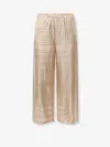 Totême Silk Trousers With Monogram Logo Embroidery In Brown