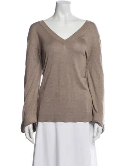 Pre-owned Totême Silk V-neck Sweater In Neutral
