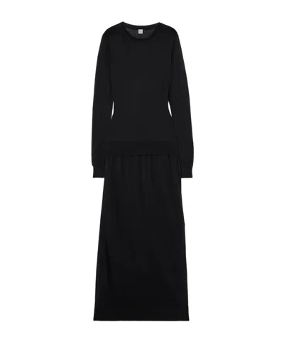 Totême Silk-blend Maxi Dress In Black