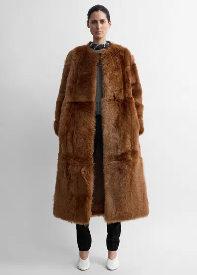 Totême Silky Shearling Coat Ginger