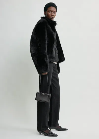 Totême Silky Shearling Jacket Black