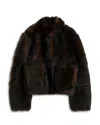 Totême Silky Shearling Jacket Dark Brown In Black