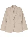 Totême Single-breasted Linen-blend Blazer In 中性色