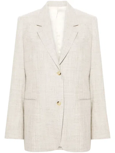 Totême Single-breasted Twill Blazer In Neutrals