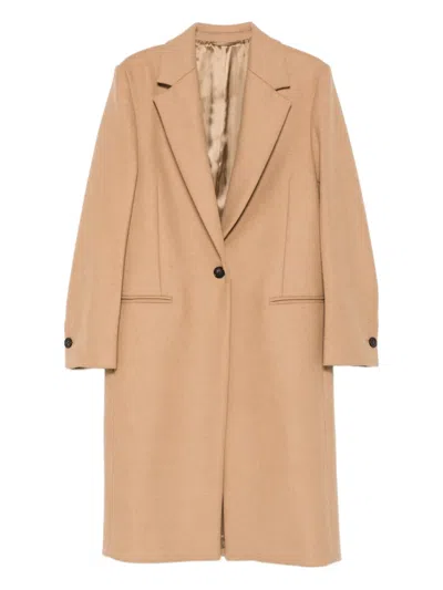 Totême Single-breasted Wool Coat In Brown