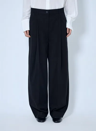 Totême Single Pleat Cotton Trousers In Black