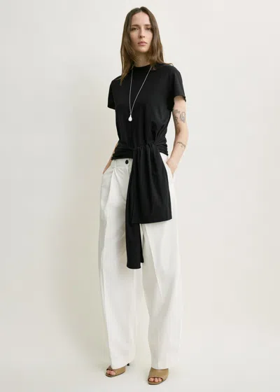 Totême Single Pleat Cotton Trousers White