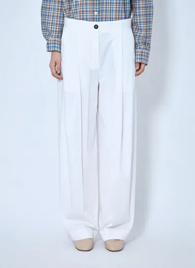 Totême Single Pleat Cotton Trousers In White