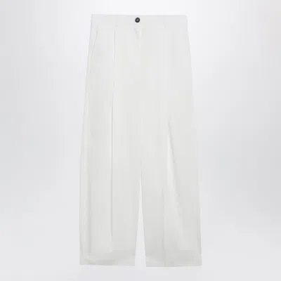 Totême Toteme Single-pleat Organic Cotton Trousers In White