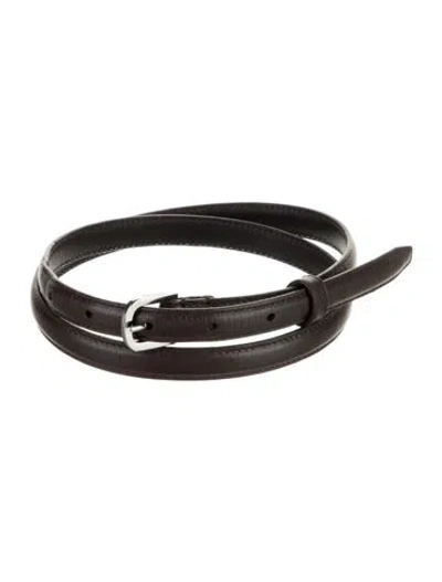 Pre-owned Totême Skinny Leather Belt In Black
