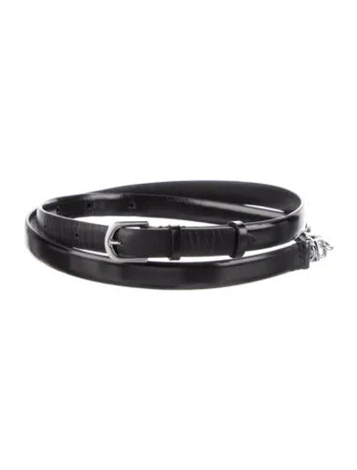 Pre-owned Totême Skinny Leather Belt In Black