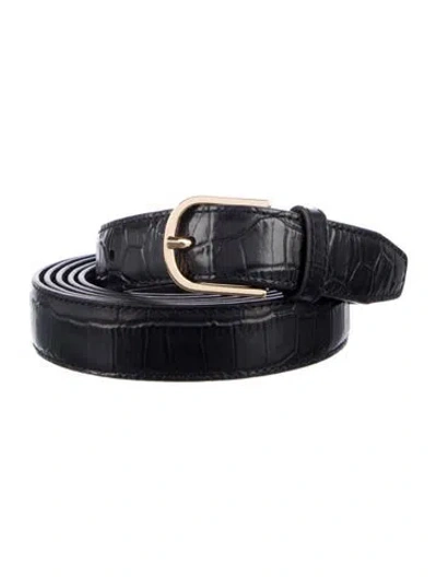 Pre-owned Totême Skinny Leather Belt In Black