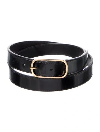 Pre-owned Totême Skinny Leather Belt In Black