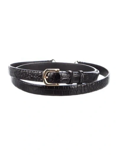 Pre-owned Totême Skinny Leather Belt In Black