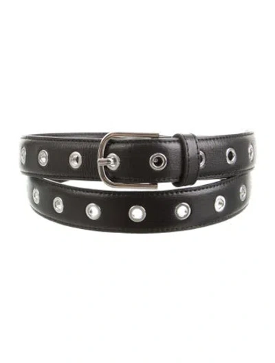 Pre-owned Totême Skinny Leather Belt In Black