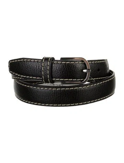 Pre-owned Totême Skinny Leather Belt In Black