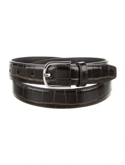Pre-owned Totême Skinny Leather Belt In Black