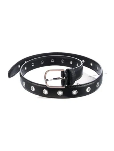 Pre-owned Totême Skinny Leather Belt In Black