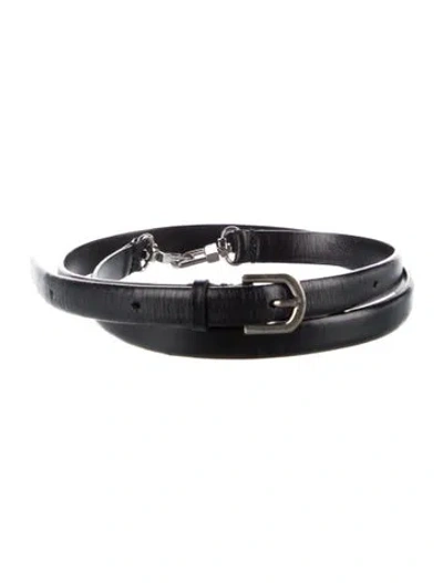Pre-owned Totême Skinny Leather Belt In Black