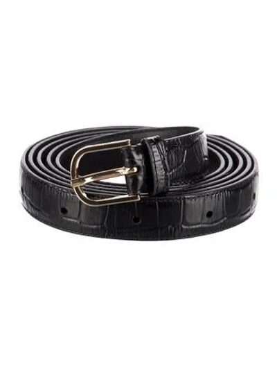Pre-owned Totême Skinny Leather Belt In Black