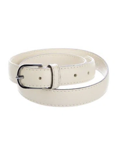 Pre-owned Totême Skinny Leather Belt In White