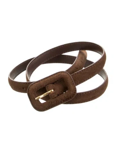 Pre-owned Totême Skinny Suede Belt In Brown