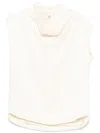 Totême Boxy Silhouette Sleeveless Top With Draped Cowl Neckline In White