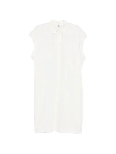 Totême Sleeveless Jersey Midi Shirt Dress In White