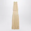 Totême Toteme Sleeveless Ruched Midi Dress In Yellow Viscose In Brown