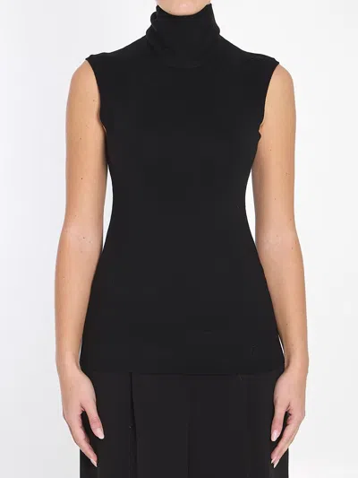 Totême Sleeveless Scarf Knit Top In Dark Gray