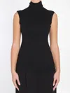 Totême Sleeveless Scarf Knit Top In Dark Gray In Gray