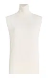 Totême Sleeveless Wool-silk Turtleneck Top In White