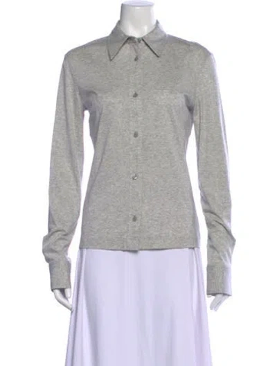 Pre-owned Totême Slim Cotton Jersey Shirt Long Sleeve Button-up Top In Gray