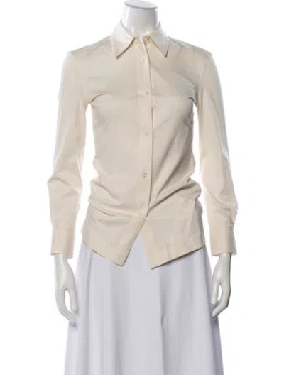 Pre-owned Totême Slim Cotton-jersey Shirt Long Sleeve Button-up Top In Neutral