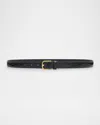 Totême Slim Croc-embossed Leather Belt In Black