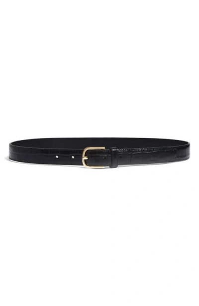 Totême Toteme Slim Croc Embossed Leather Belt In Black