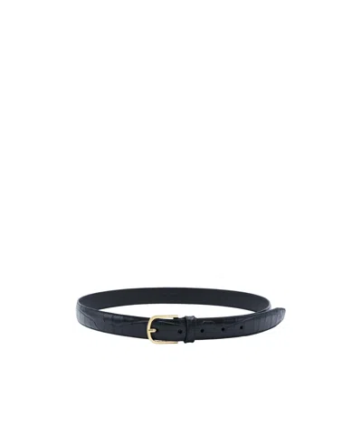 Totême Slim Crocodile-embossed Belt In Black