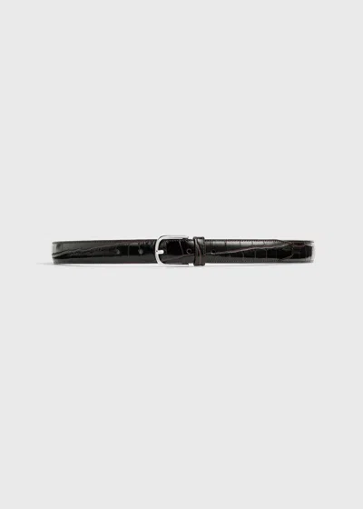 Totême Slim Croco-embossed Belt Chocolate