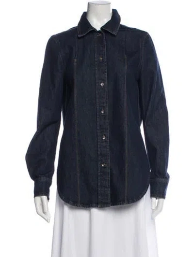 Pre-owned Totême Slim Denim Shirt Long Sleeve Button-up Top In Blue