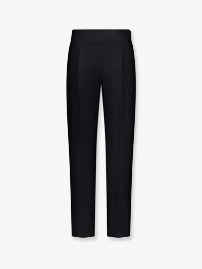 Totême Slim Evening Wool And Silk Trousers In Black