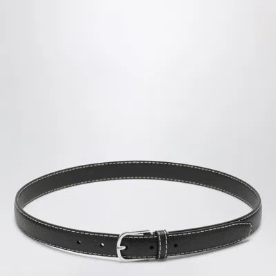 Totême Toteme Slim Hammered Leather Belt In Black