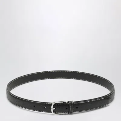 Totême Toteme Slim Hammered Leather Belt In Black