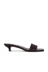 Totême Toteme Slim Kitten Heel Lizard Embossed Slide Sandal In Brown