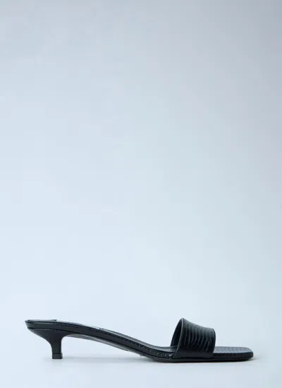 Totême Slim Lizard-embossed Bandeau Sandals In Black
