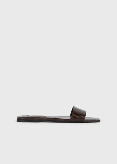 Totême Slim Lizard-embossed Bandeau Slides Brown In Animal Print